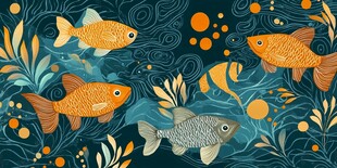 金鱼在水下世界的奇幻图景