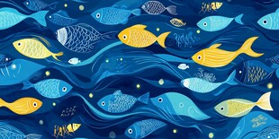 海洋鱼群梦幻图案背景