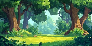 奇幻森林的静谧绿野风光