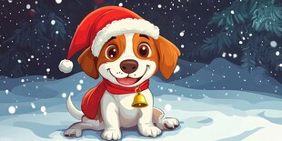 圣诞小狗雪地欢乐时光