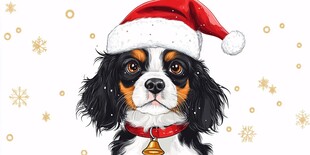 戴圣诞帽的可爱小狗