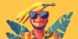 戴香蕉墨镜的热带风男子