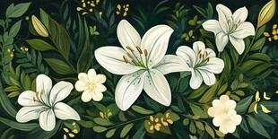 清新百合花卉插画