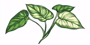 手绘绿萝植物插画