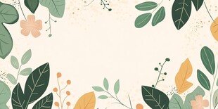 清新植物边框插画背景图