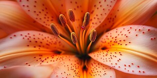 橙色斑点百合花特写