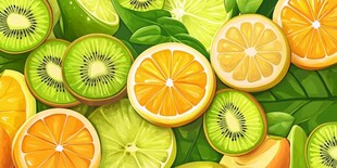 多彩水果切片背景图