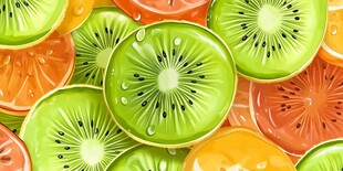 多彩鲜果切片插画