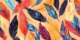 多彩羽毛图案 艺术背景设计