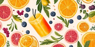 水果饮品插画 清新活力风