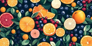 缤纷水果插画图案设计