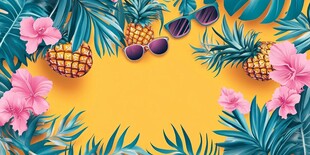 夏日热带风情装饰背景图