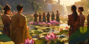 仙人们于荷塘畔集会