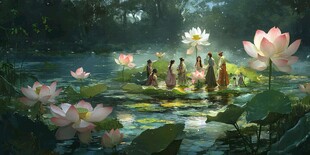 荷塘仙子共赏盛开莲花