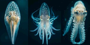 梦幻透明小章鱼的奇妙姿态