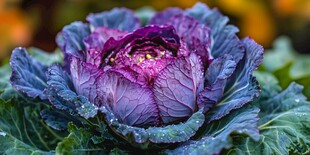 紫色羽衣甘蓝 露珠点缀