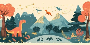 恐龙漫步的梦幻山林世界