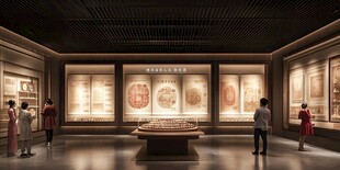 博物馆内赏古代珍贵文物