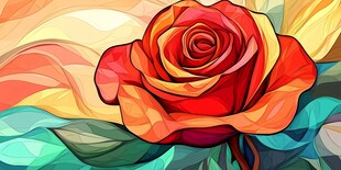 绚丽抽象红玫瑰艺术画作