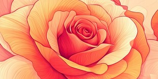 橙色玫瑰插画 色彩明艳