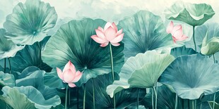 夏日荷塘荷花荷叶美景