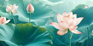 夏日荷塘荷花绽放美景