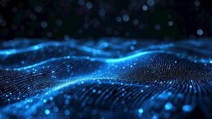 蓝色科技粒子波浪背景图