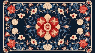 复古花卉图案精美地毯