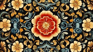 中式古典花卉图案纹饰