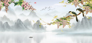 中式山水背景