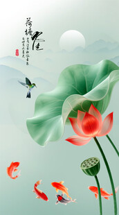 荷花插画
