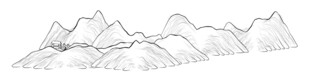 简约线条勾勒的连绵山脉