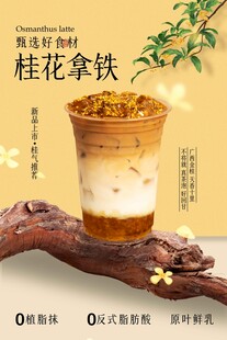 桂花拿铁饮品促销活动海报