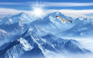 雪山风景背景墙画壁纸