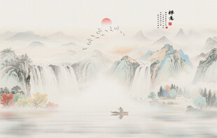 国画水墨山水风景画