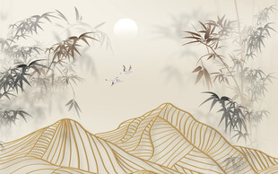 抽象水墨竹子山水画