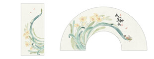中式扇形花卉图案设计