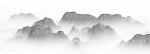 水墨群山云雾缭绕之景