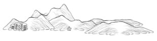 简约线条勾勒的山脉景观