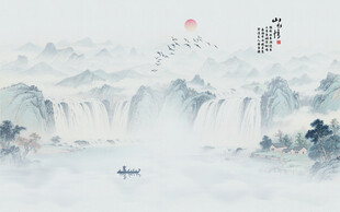 国画山水画背景墙壁纸
