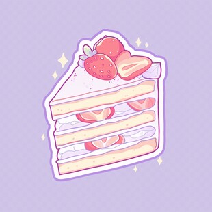 草莓夹心蛋糕插画