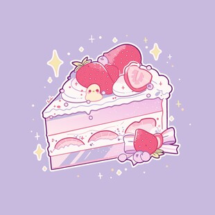 草莓爱心蛋糕插画