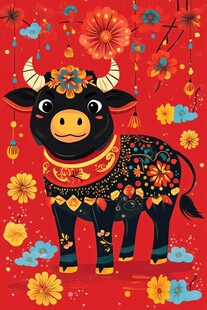 喜庆牛年插画