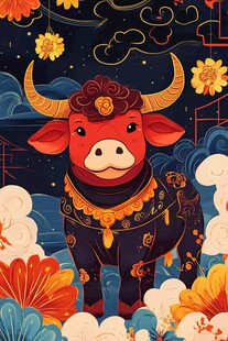 牛年祥瑞插画