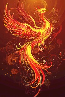 火焰凤凰华丽插画