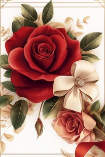 娇艳玫瑰配精致蝴蝶结