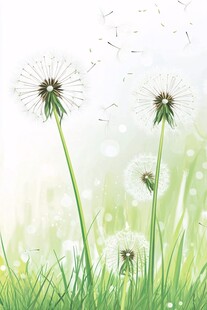轻盈蒲公英 飘洒在绿野