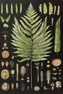 蕨类植物标本与细节展示