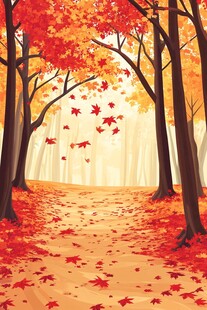 秋日枫林落叶唯美小径