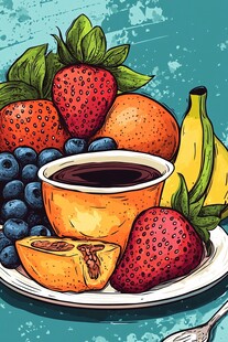 缤纷水果配热饮惬意时光